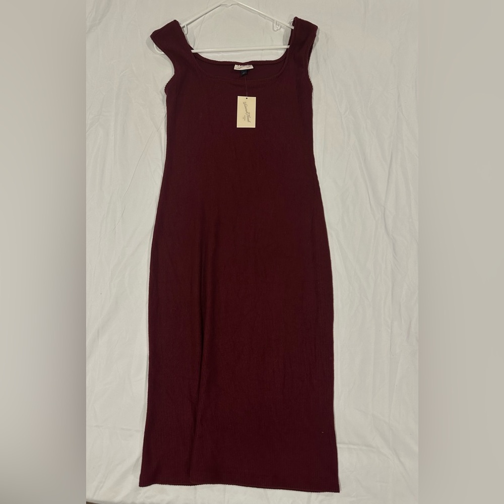 Universal Thread Strapless Maroon Ribbed midi Dress Size L
